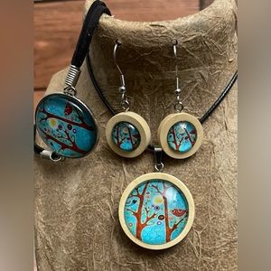 Handmade Whimsical Tree of Life Jewelry 3pc Set